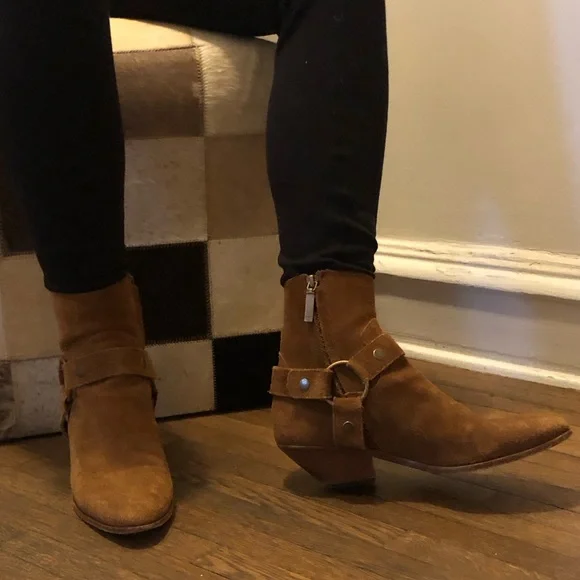 Saint Laurent Brown Suede Booties - Picture 2 of 8